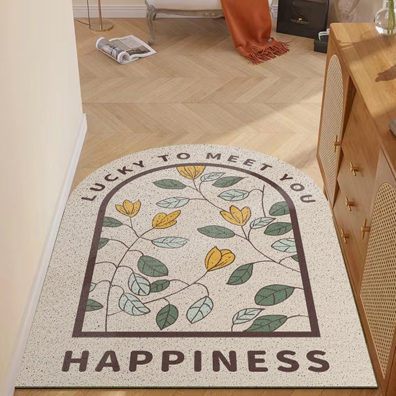 简约手绘入户门地垫PVC定制可裁剪丝圈地毯家用进门玄关防滑蹭泥