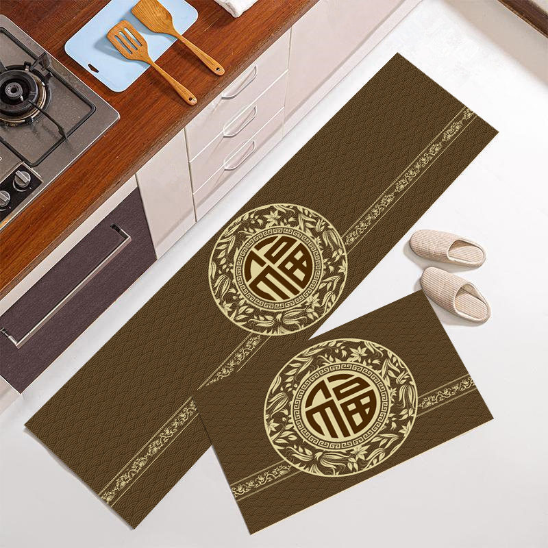 新中式厨房地垫吸水耐脏防滑垫喜庆入户门垫脚垫进门地毯可机洗