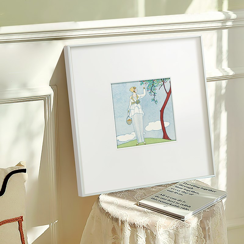 盛迪 轻法式装饰画小众复古挂画餐厅卧室文艺风人物油画美式壁画
