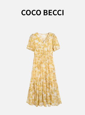 COCO BECCI【南法假日】莱赛尔亚麻混纺显瘦连衣裙CFLJB372051