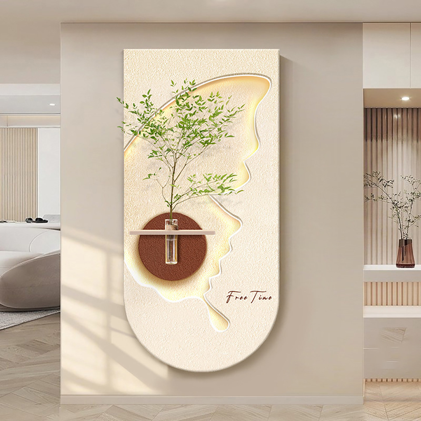 【设计师推荐】奶油风玄关砂岩画