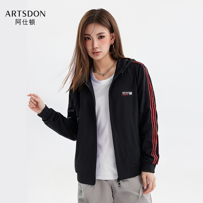 Artsdon/阿仕顿2025年春秋女士新款简约休闲时尚百搭连帽夹克外套