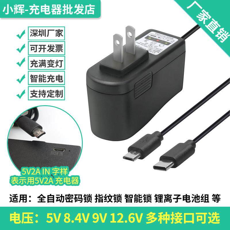 5V7.4V8.4V9V1A两串锂电聚合物锂电池无人机充电器智能锁指纹锁密