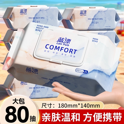 棉辞婴儿手口湿巾80抽亲肤柔湿巾清洁护理湿巾家用擦脸擦屁湿纸巾