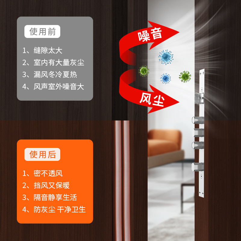 入户门减震缓冲垫防盗门关门静音门贴密封条房门S防撞器隔音条门