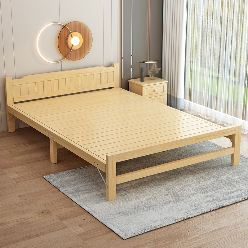 摺叠牀午休单人牀家用1.2t米实木牀办公室经济型双人1.5米简易小