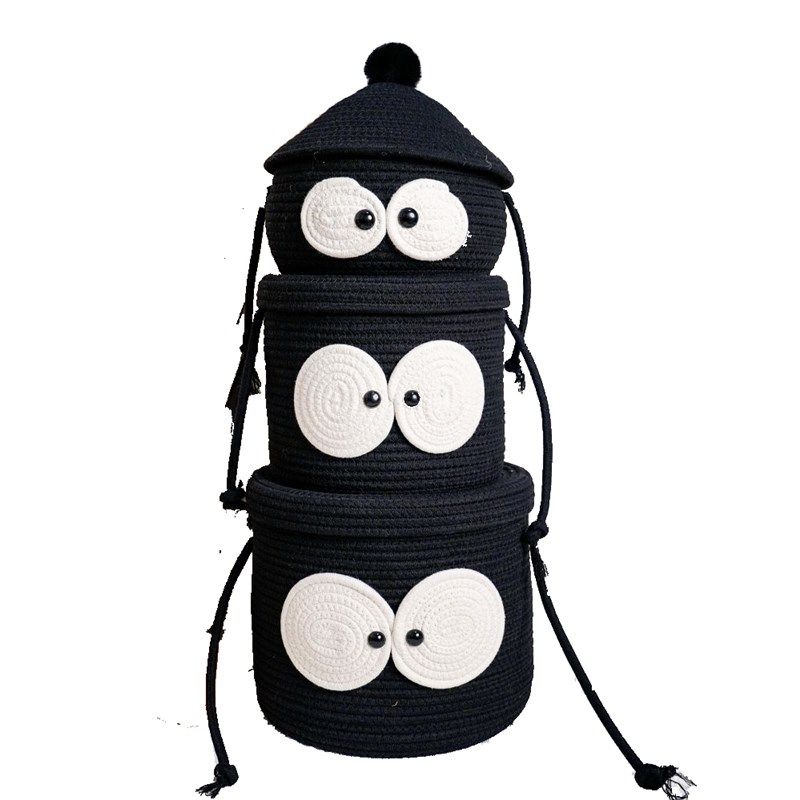 收纳整理客厅棉线茶几q书房衣柜卡通黑煤球收纳箱收纳筐收纳盒