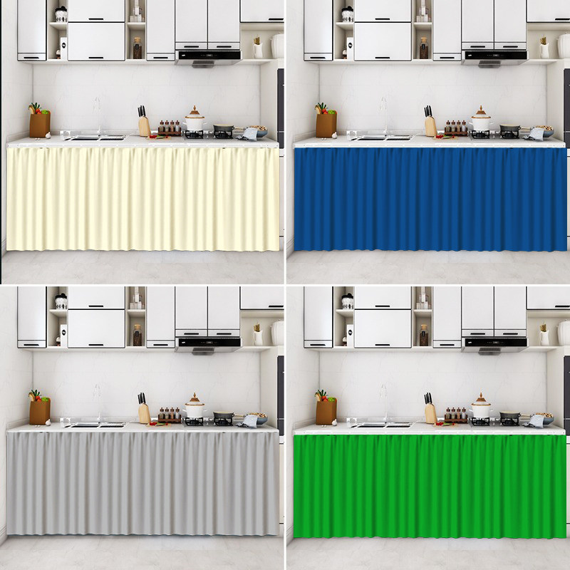 纯色橱柜遮挡帘粘贴魔术贴柜子杂物厨房遮丑防水防油免Y打孔布帘,居家布艺,门帘,淘宝优惠券,粉丝福利购,淘宝优惠卷