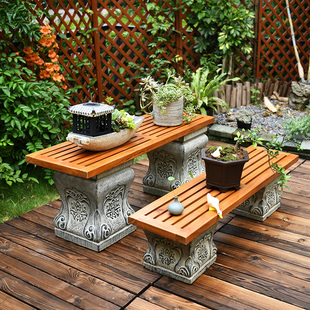 中式庭院小d院石鼓门墩一对民宿大门口花盆景架人造石墩子底座石