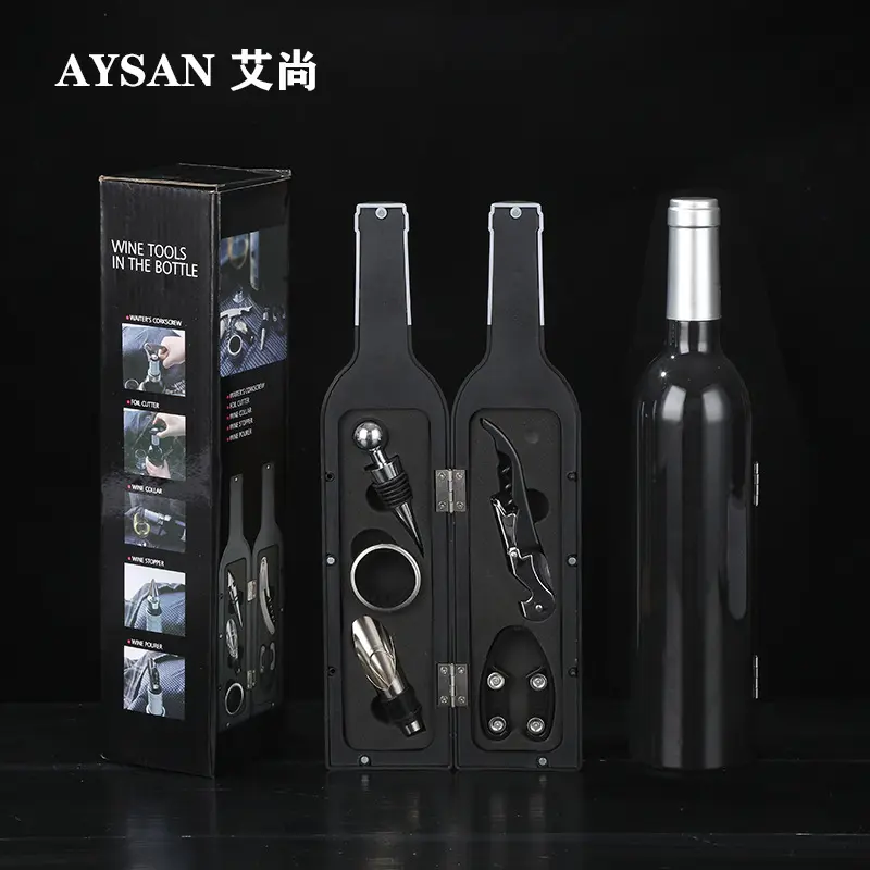 红酒酒具开瓶器套装 葡萄酒开瓶器大酒瓶5件套不锈钢红酒工具礼盒