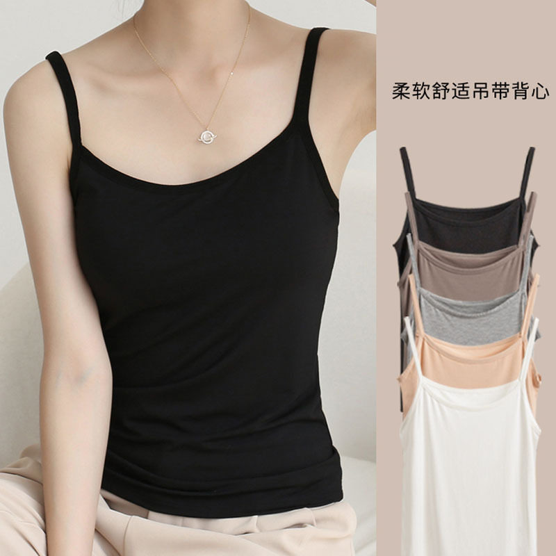 直销春夏季百搭吊带背心女简单纯色修身弹性打底衫