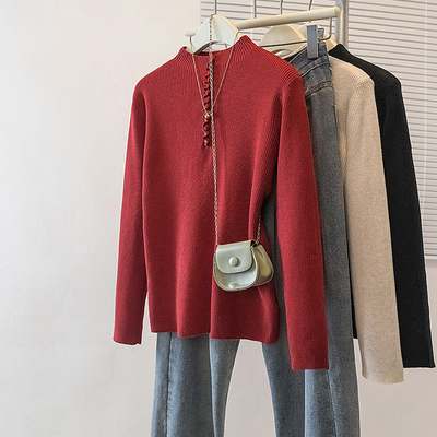 大码女装冬季新款韩版感潮流宽松设计感显瘦修身针织上衣