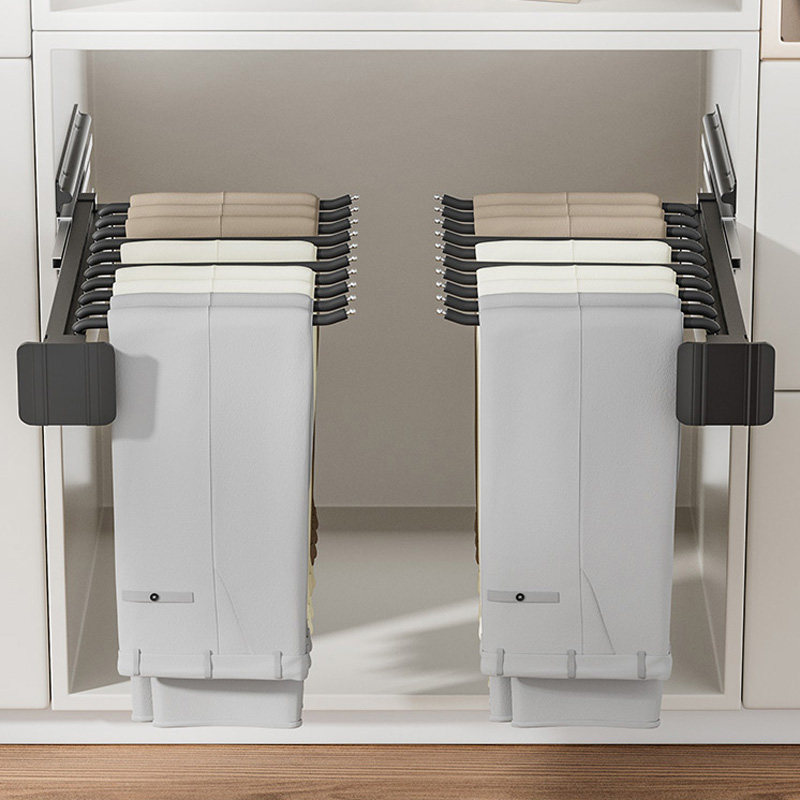 衣柜家用侧装裤j架伸缩裤抽推拉多功能抽拉式顶装挂裤子架柜内五