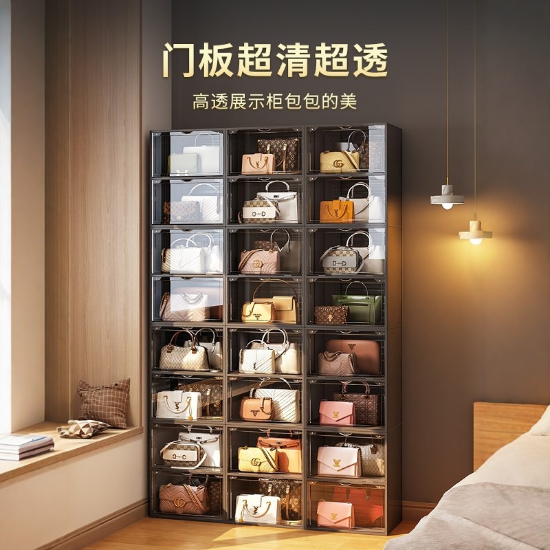 包包收纳c神器家用存放衣柜防尘整理透明展示柜卧室落地置物架子