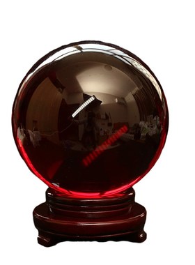 送底座鸿c运珠摆件鸿运当头家居玄关办公室红水晶球装饰品大转运