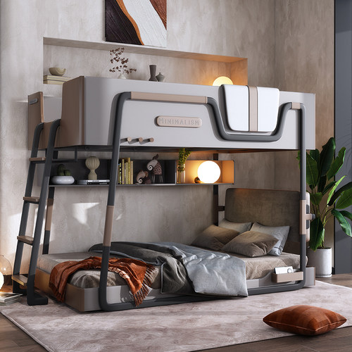 上下铺双层床儿童床男孩实木二胎C亲子床小户型同宽二层子母高低