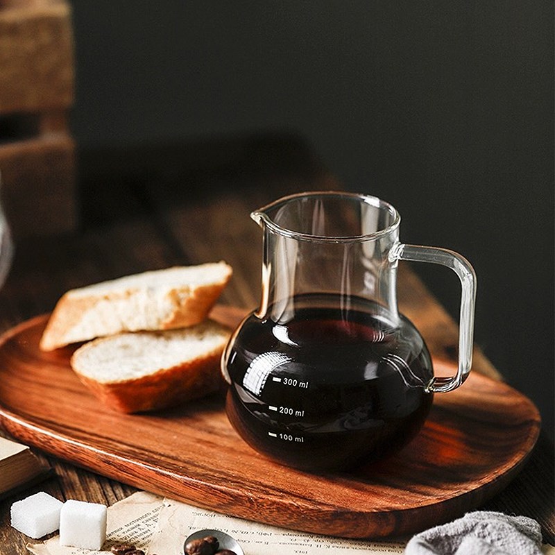 手冲咖啡壶d带刻度把手耐热玻璃挂耳咖啡分享壶家用滴漏品鉴杯套