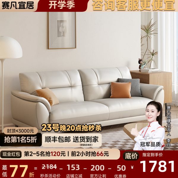 现代简约真皮沙发小户型皮艺沙发北欧日式直排皮沙发客厅真皮双人