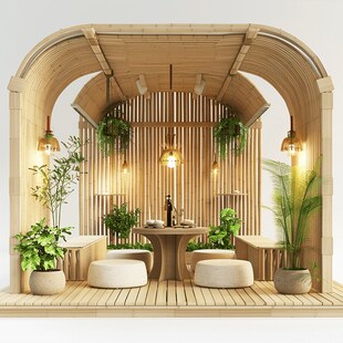 新款庭院新中式高端铝合金竹茶亭竹凉亭铝艺竹屋竹门头Y竹门楼竹