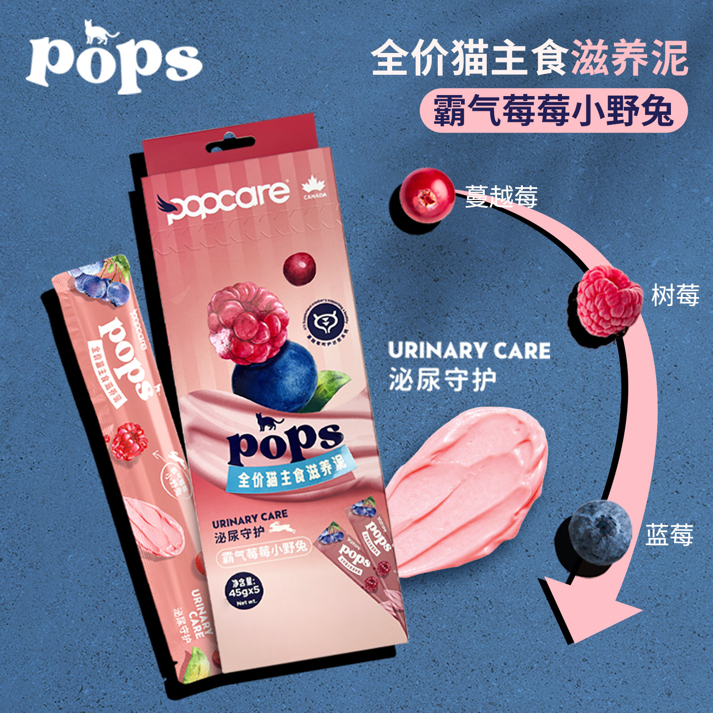 POPCARE泡泡可儿全价猫主食滋养泥霸气莓莓小野兔泌尿呵护45gX5,宠物/宠物食品及用品,猫全价湿粮/主食罐,淘宝优惠券,粉丝福利购,淘宝优惠卷