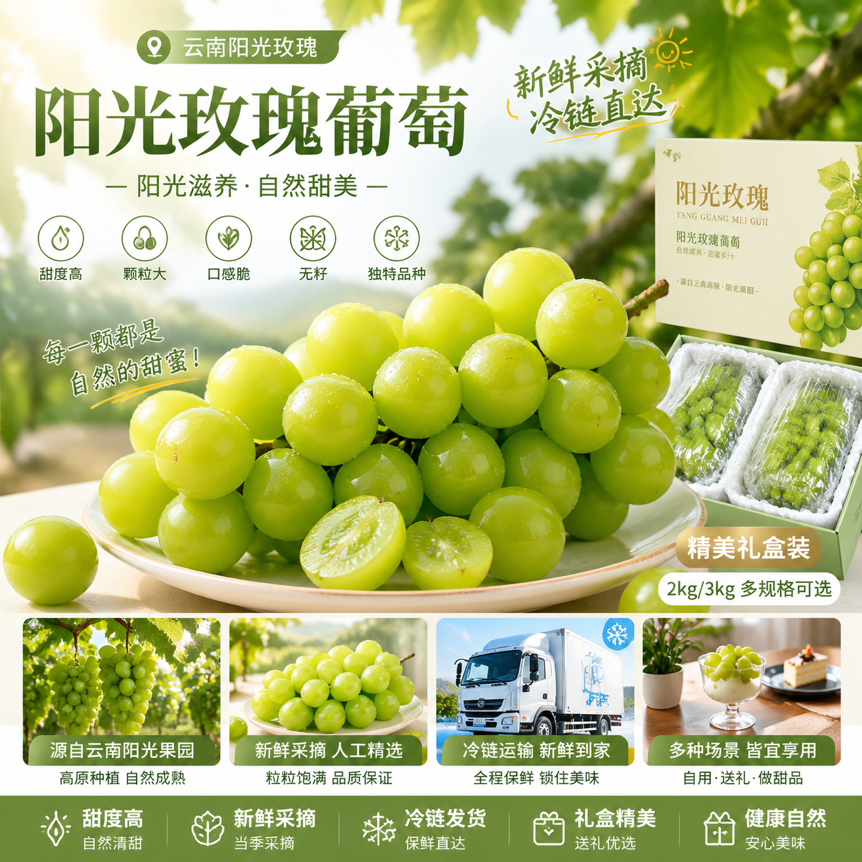 江苏晴王葡萄 阳光玫瑰葡萄【JD/SF多地次日达】香印无籽青提水果