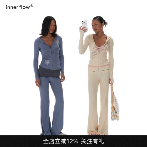 INNERFLOW莱赛尔薄款舒适长袖连帽修身瑜伽运动休闲两件套套装女