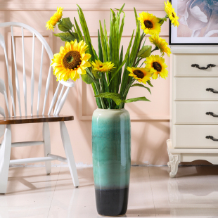 欧式陶瓷落地高大花瓶简约花盆0C富贵竹客厅干花插花装饰品