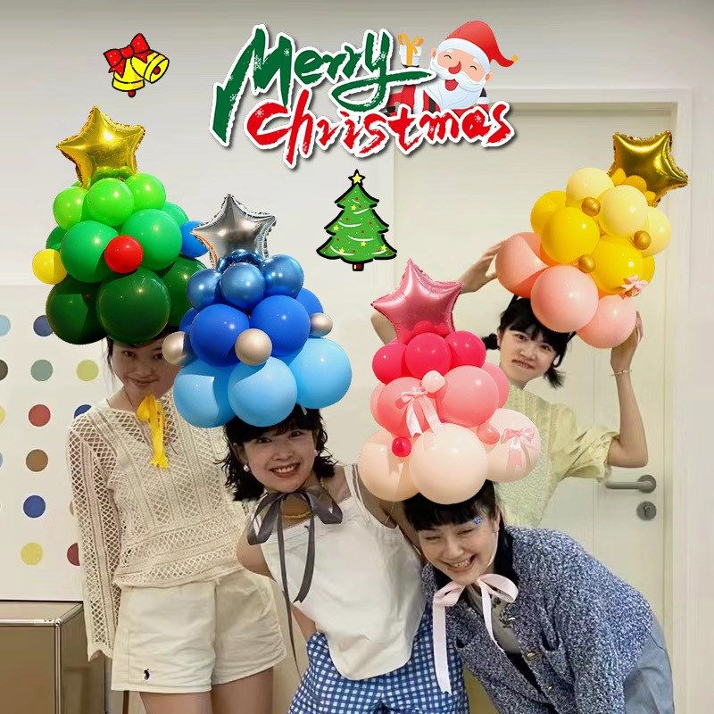 网红圣诞树气球帽装饰幼儿园派对活动圣诞节氛围拍照道具场景布置,节庆用品/礼品,装扮布置套餐,淘宝优惠券,粉丝福利购,淘宝优惠卷