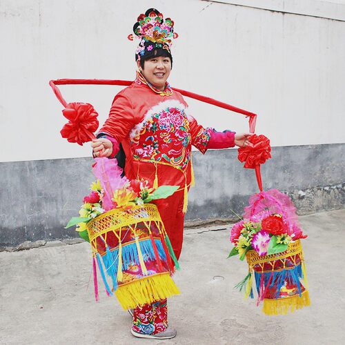 舞蹈花篮 秧歌花篮舞蹈花挑 舞台戏曲戏剧花篮 花挑舞道具