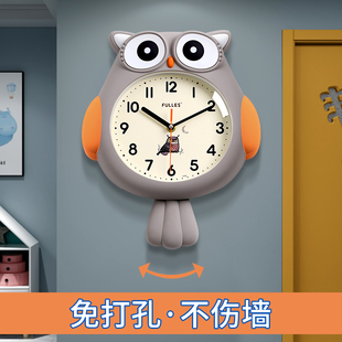 卡通2022新款儿童挂r钟客厅家用时尚时钟创意挂墙静音免打孔小钟