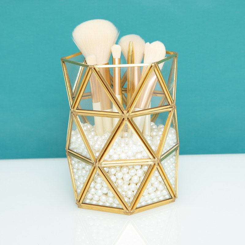 欧式复古玻璃桌面整理眼线笔收纳盒无盖化妆刷桶美妆刷眉笔收纳筒,收纳整理,桌面收纳盒,淘宝优惠券,粉丝福利购,淘宝优惠卷