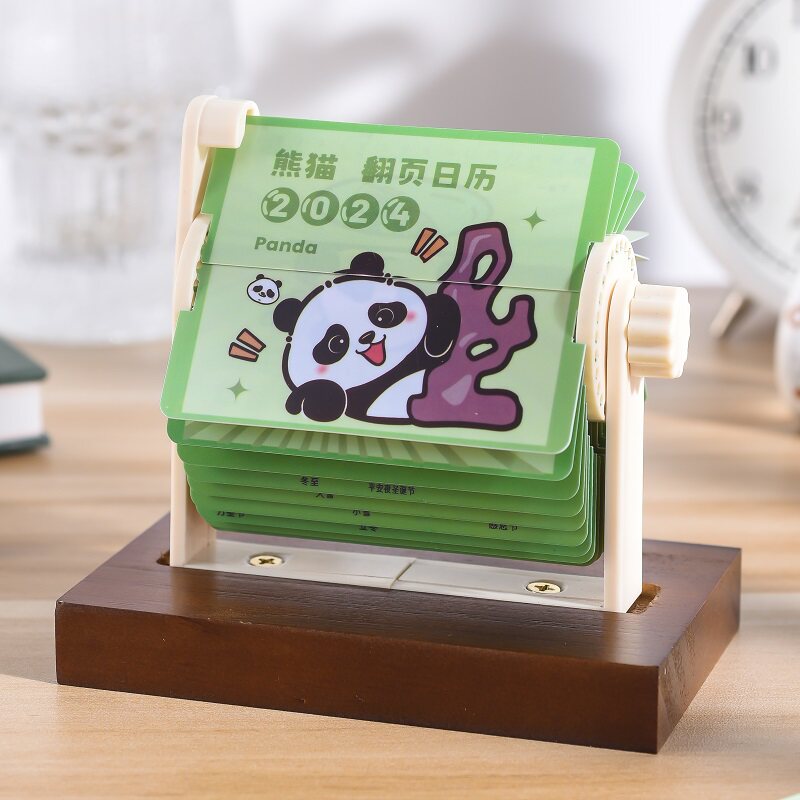年迷你翻页机械台历翻页手摇油画莫奈梵日历室复古新年金属文艺木