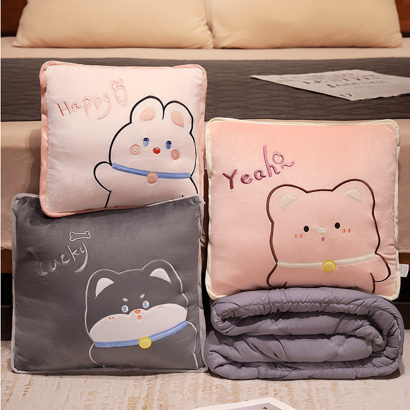 可爱室午睡抱枕被子两用折叠枕头毯子汽车用靠枕二合一女沙发