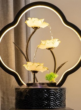 中式陶瓷循环招财流水喷泉家居客厅室内创意桌面景观鱼缸