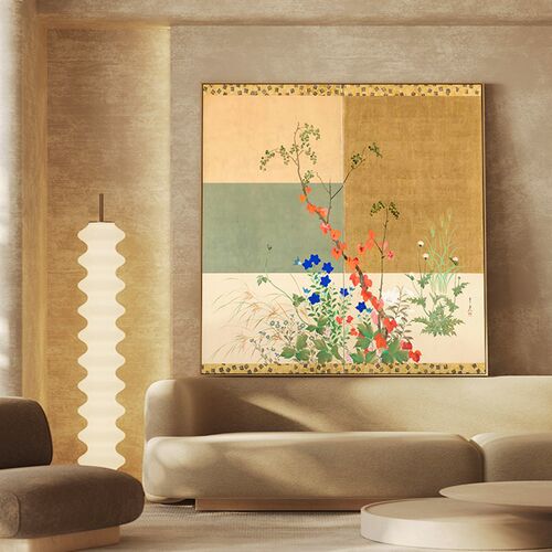 春与秋  新中式日式风景琳派名作现代玄关墙花卉挂画