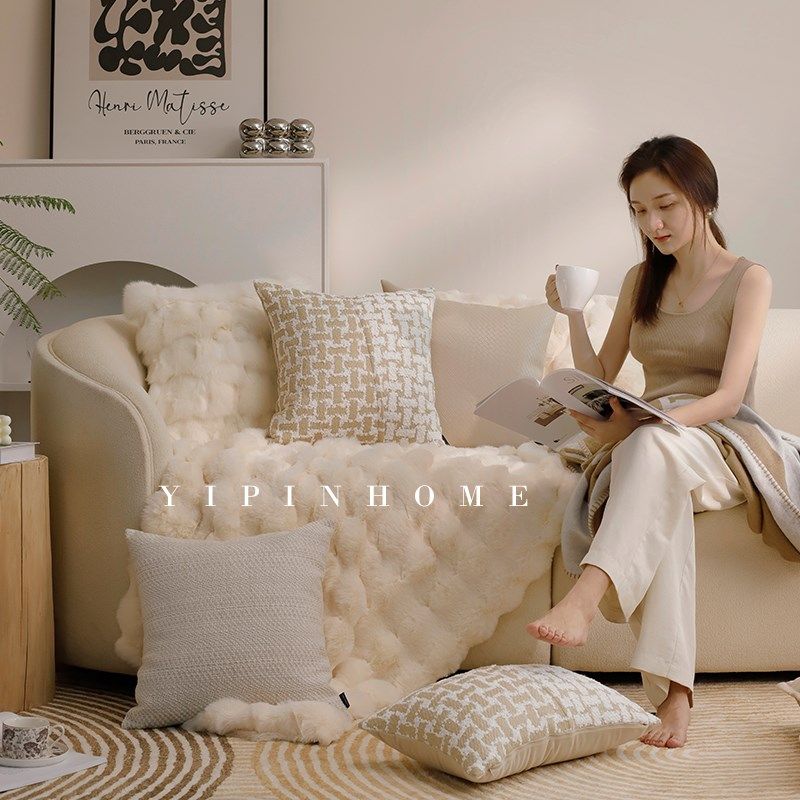 藝品现代简约卡其燕麦色棉麻客厅抱枕靠垫装饰腰枕侘寂风高级靠包,居家布艺,靠垫/抱枕,淘宝优惠券,粉丝福利购,淘宝优惠卷