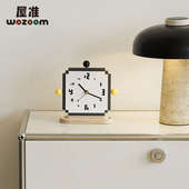 WOZOOM屋准现代创意像素摆件客厅桌面时钟表轻奢高级感小众装 饰品