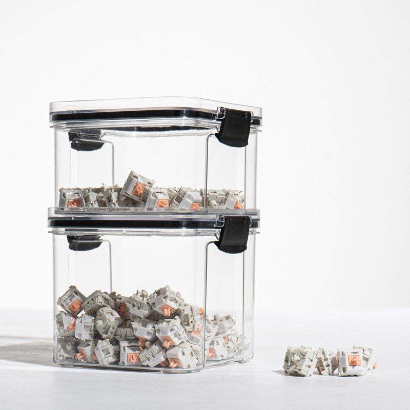 薄荷糖机械键盘键帽轴体盒塑料密封罐透明可叠加收纳收藏展示罐