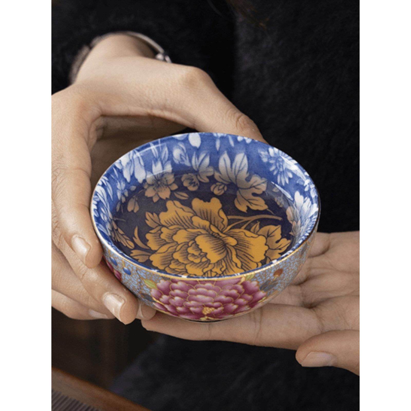 珐琅青花瓷大师杯个人单杯茶杯陶瓷万花杯茶具小茶杯,餐饮具,茶杯,淘宝优惠券,粉丝福利购,淘宝优惠卷