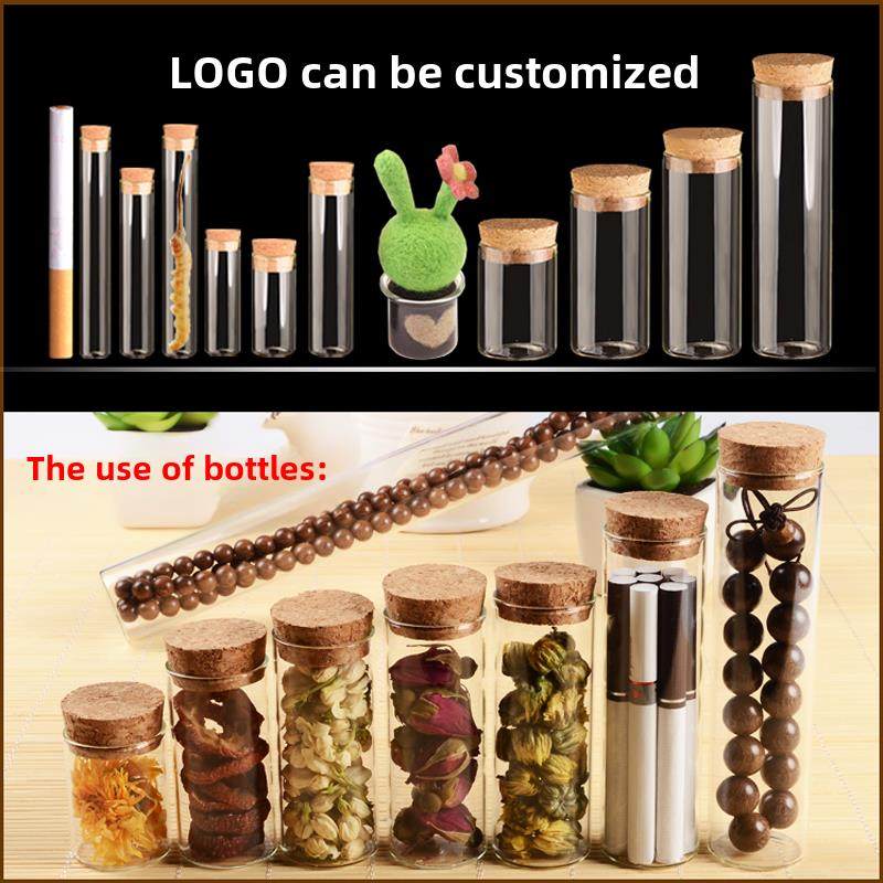 软木玻璃瓶试管瓶直圆柱形小透明带盖密封耐高温食品级点胶玻璃瓶