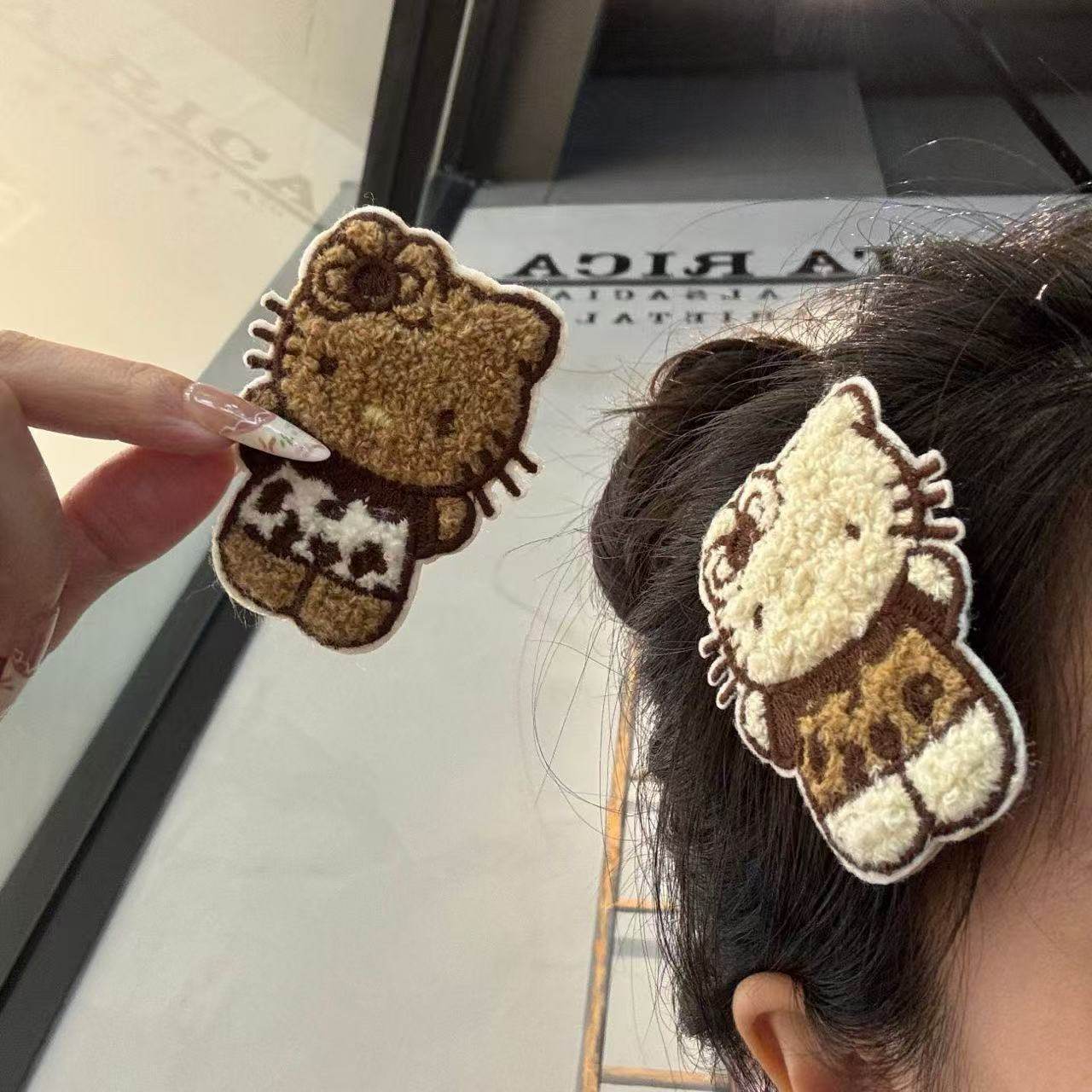 魔术贴KT猫全身卷毛双层刘海贴碎发侧边发帖发饰简约无痕少女发粘