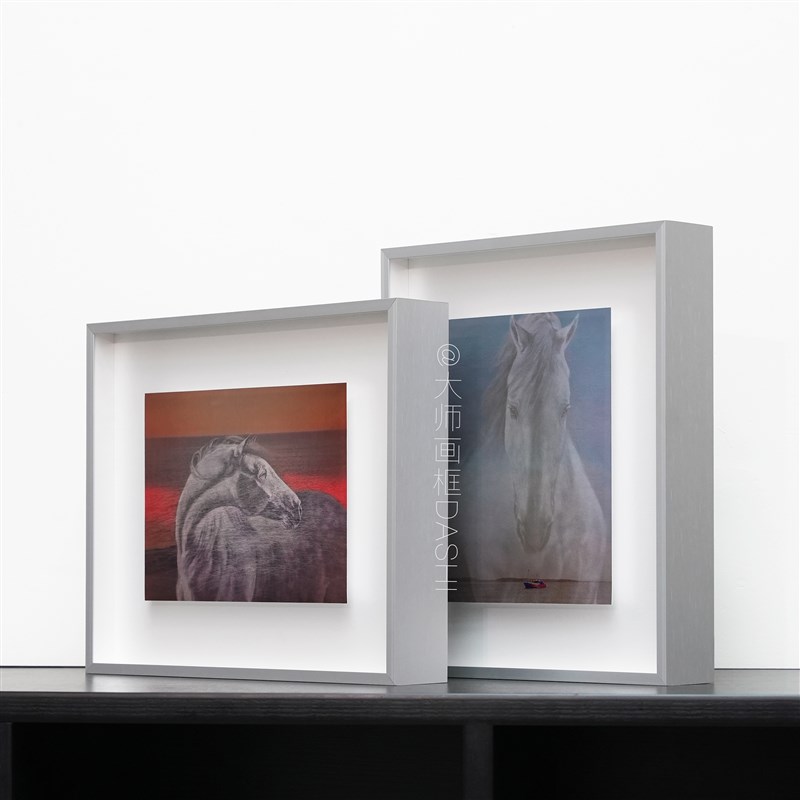 银色铝合金属画框悬浮中空装裱简约相框定制海报摄影照片拼图挂墙