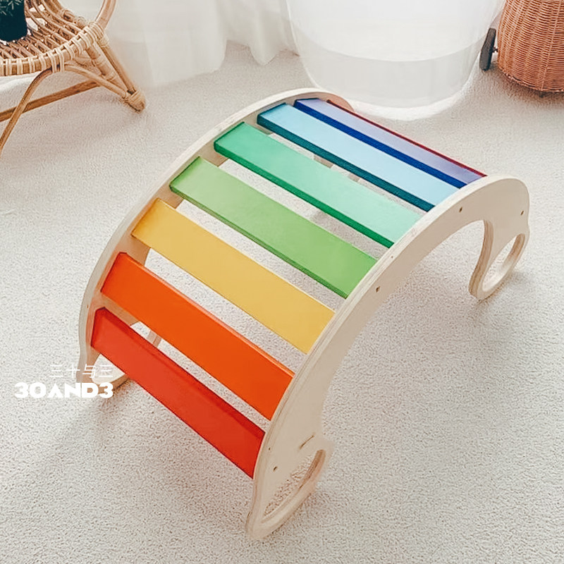 儿童室内攀爬架木质组合感统训练家用宝宝体能锻炼多功能折叠滑梯