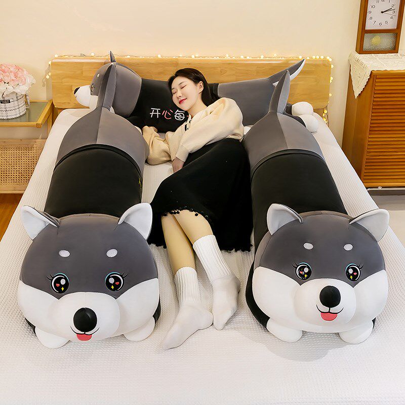 抱枕男生款哈士奇长条枕头睡觉夹腿床上专用超软可爱女孩子圆柱形