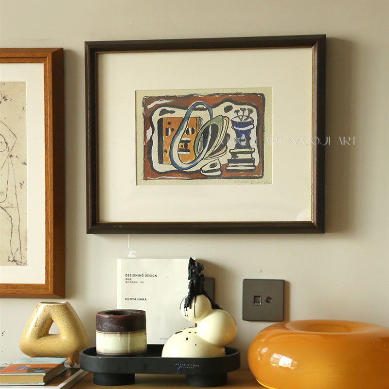 木吉艺术首创-方虎抽象艺术装饰画客厅沙发背景墙高级感实木挂画