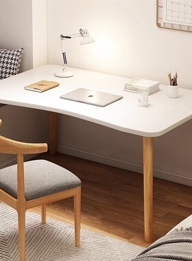 纯实木书桌书架一体学生家用电脑桌台式卧室办公学习桌子写字双人