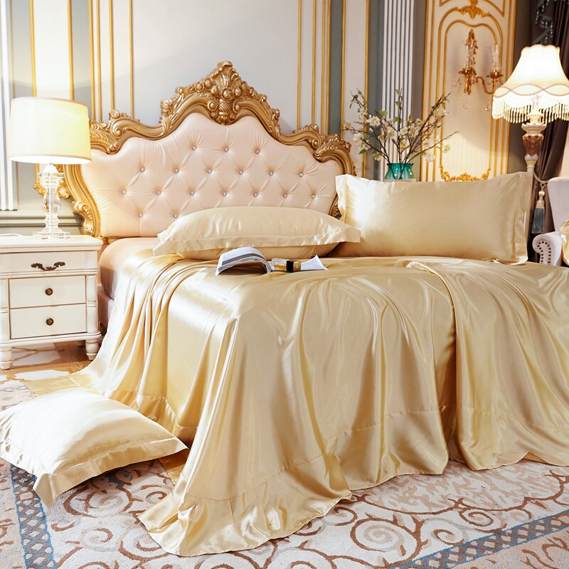 夏季真丝床单单件宿舍单人冰丝凉感被单纯色双人床1.5单子三件套