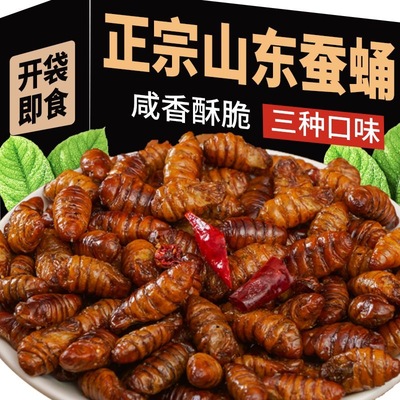 【买5袋送5袋】香酥蚕蛹山东特产即食香辣五香蚕蛹新鲜蚕蛹下酒菜