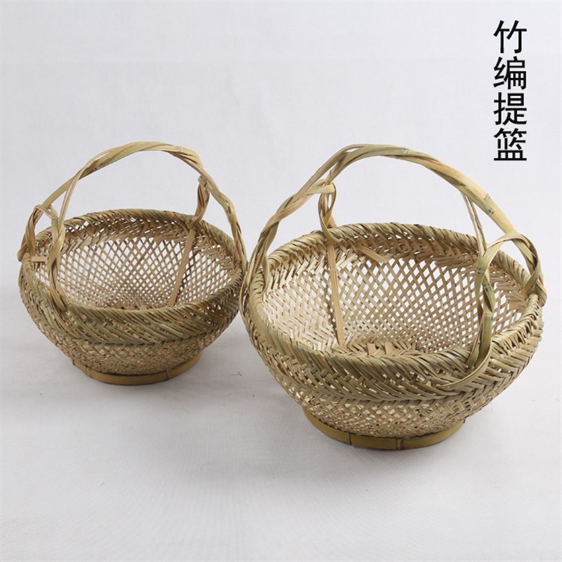 竹编纯手工竹制品菜篮子 购物手提篮 竹篮子 水果篮 环保菜篮热卖