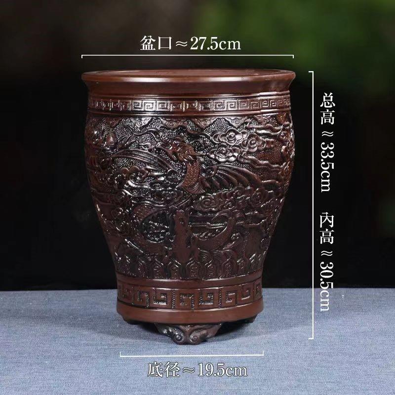 紫砂花盆 君子兰专用兰花盆 精品紫砂花盆绿萝 绿色紫砂花盆